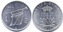 coin San Marino 2 lire 1979