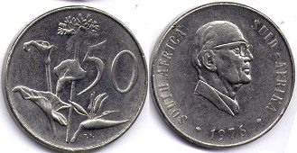 coin South Africa 50 cents 1976