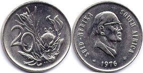 coin South Africa 20 cents 1976