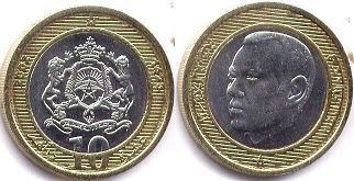 coin Morocco 10 dirhams 2002