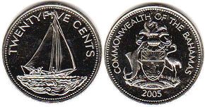 coin Bahamas 25 cents 2005