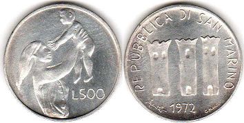 coin San Marino 500 lire 1972