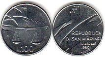 coin San Marino 100 lire 1990