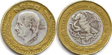 coin Mexico 20 pesos 1993