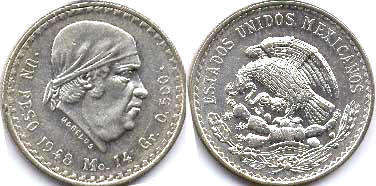 Mexican coin 1 peso 1947