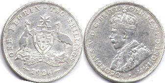 australian coin 1 florin 1926 silver