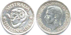 australian coin 1 shilling 1943 silver