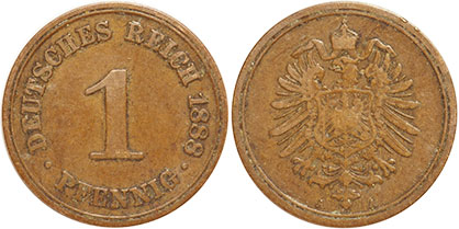 German 1 Pfennig 1874-1889