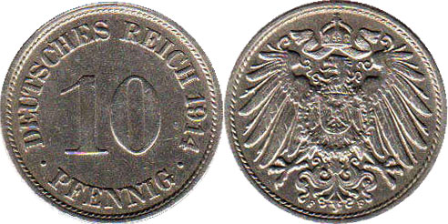 German 10 Pfennig 1890-1916