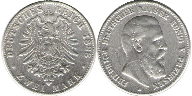 German and Prussia 2 Mark 1888