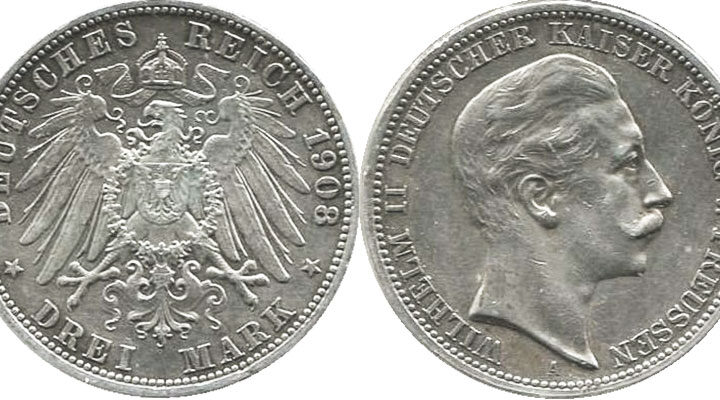 German and Prussia 3 Mark 1908-1912