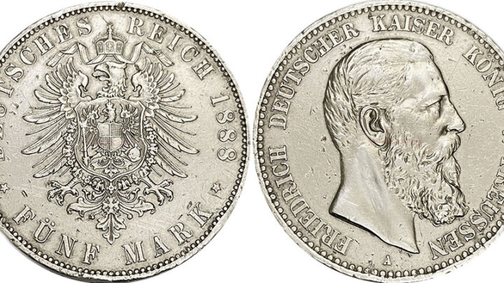 German and Prussia 5 Mark 1888