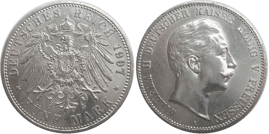 German and Prussia 5 Mark 1891-1908