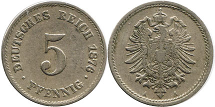 German 5 Pfennig 1874-1889