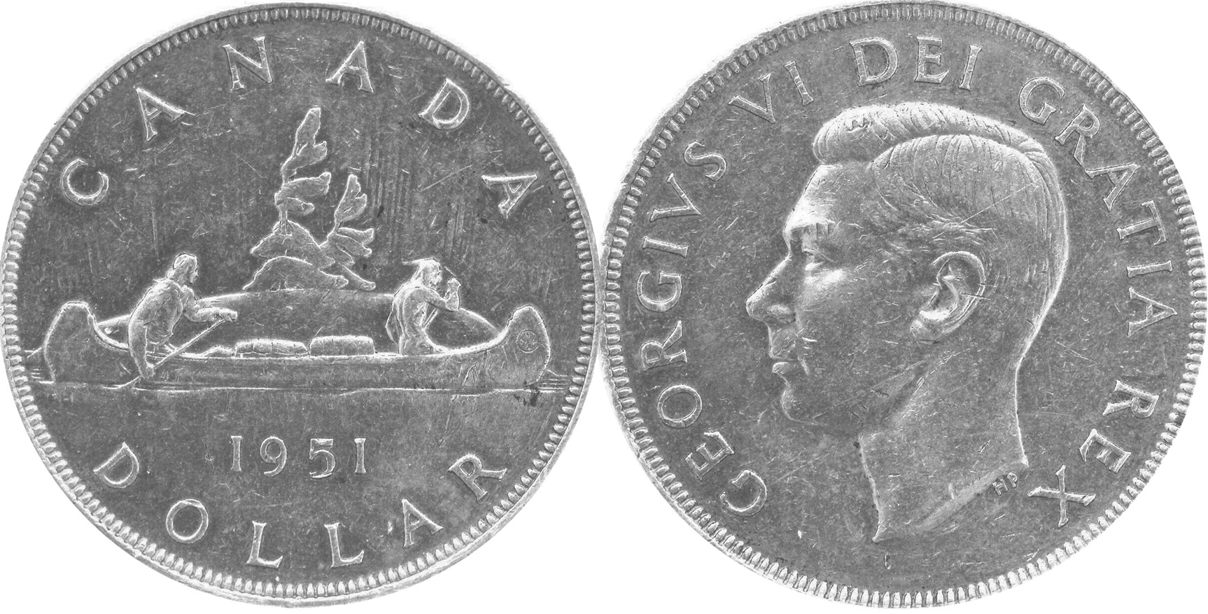 coin canadian old coin 1 dollar 1951