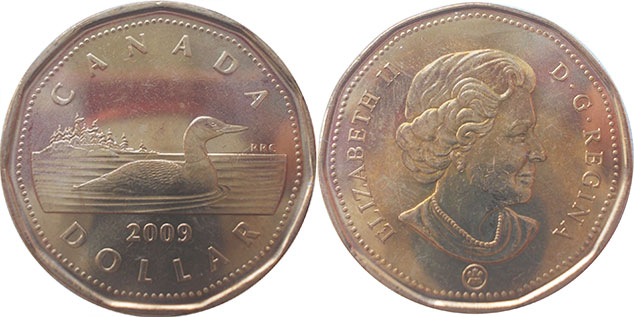 canadian coin Elizabeth II 1 dollar 2009