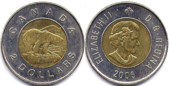 canadian coin Elizabeth II 2 dollars 2006 toonie