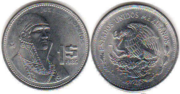 Mexican coin 1 peso 1986