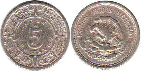 Mexican coin 5 centavos 1936