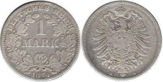 coin German Empire 1 mark 1874