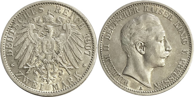 coin German Empire 2 mark 1907