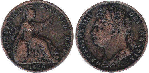 coin Great Britain farthing 1826