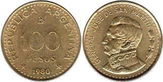 moneda Argentina 100 pesos 1980