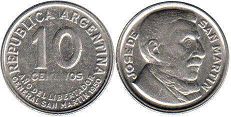 moneda Argentina 10 centavos 1950 San Martín