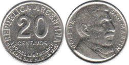 moneda Argentina 20 centavos 1950 San Martín