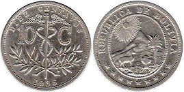 coin Bolivia 10 centavos 1935
