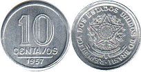 coin Brazil 10 centavos 1957