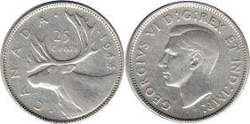 piece canadian old monnaie 25 cents 1944