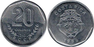 coin Costa Rica 20 colones 1985