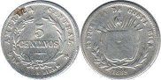 moneda Costa Rica 5 centavos 1889