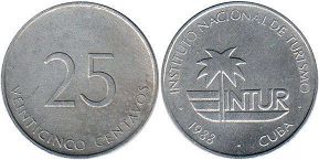 moneda Cuba 25 centavos 1988 Intur