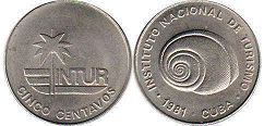 coin Cuba 5 centavos 1981 Intur