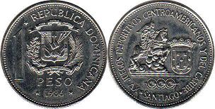 moneda Dominicana 1 peso 1986 Juegos Centroamericanos