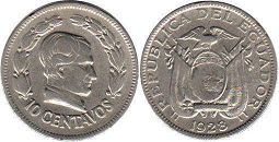 coin Ecuador 10 centavos 1928