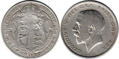 monnaie Grande Bretagne half couronne 1920
