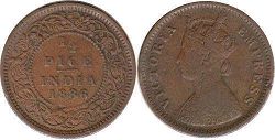 coin India 1/2 paisa 1886 Victoria queen