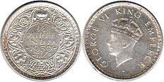 coin India 1/4 rupee 1939