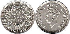 coin India 1/4 rupee 1944