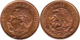 moneda Mexico 10 centavos 1967
