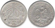 moneda Mexico 20 centavos 1919