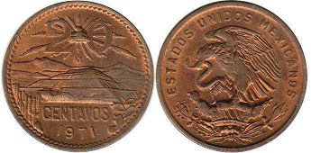 coin Mexico 20 centavos 1971