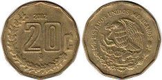 moneda Mexico 20 centavos 2002