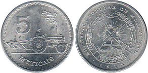 coin Mozambique 5 meticais 1982