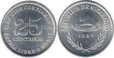 coin Nicaragua 25 centavos 1987