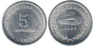coin Nicaragua 5 centavos 1987