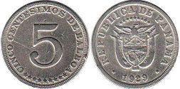 coin Panama 5 centesimos 1929